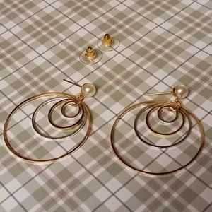Home made/handmade Metal Stud Earrings with Metal Hoops Gold & Silver Tone #65